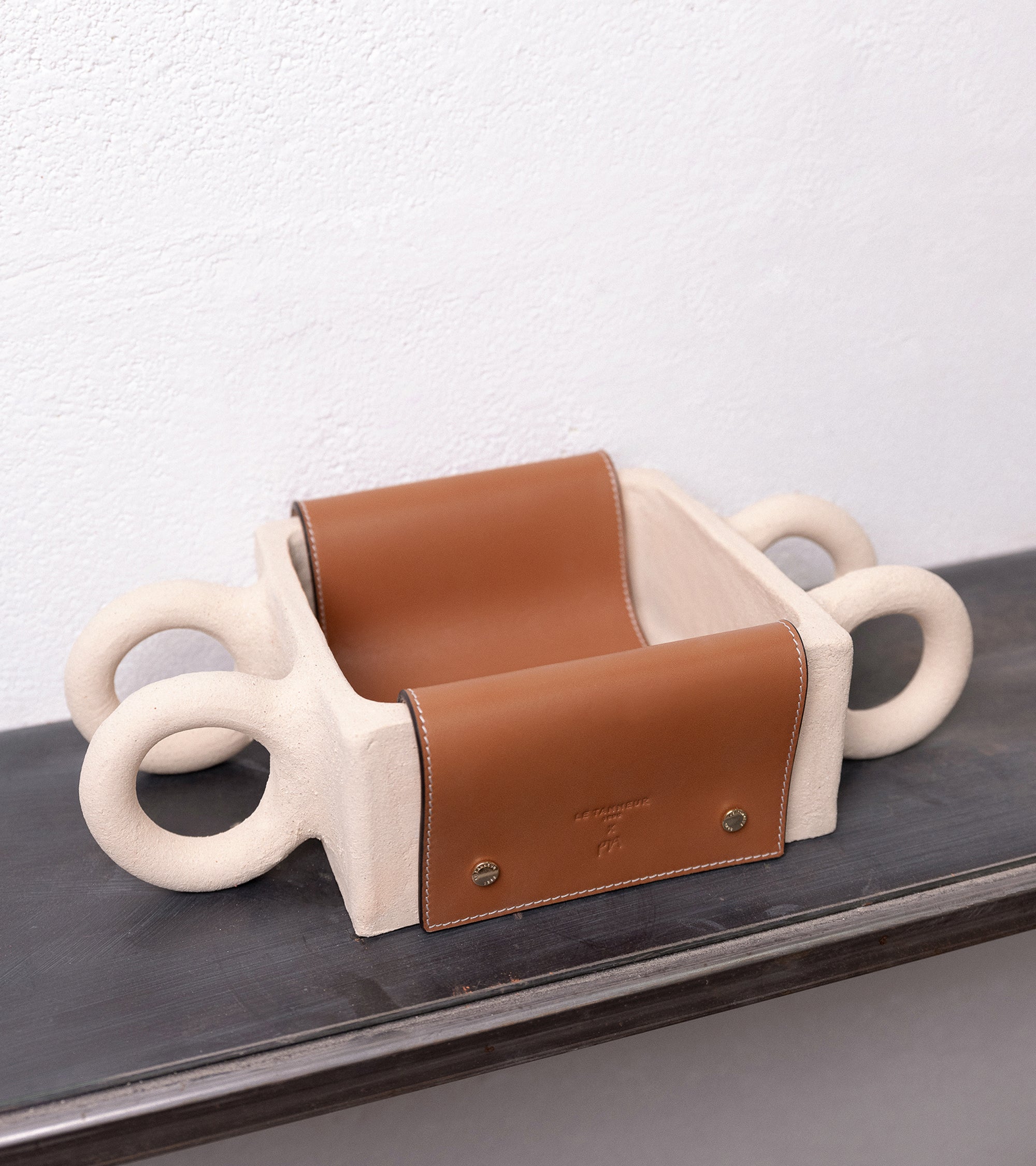 Le Tanneur Méduse vide-poche Pia Chevalier cuir Brown Tan