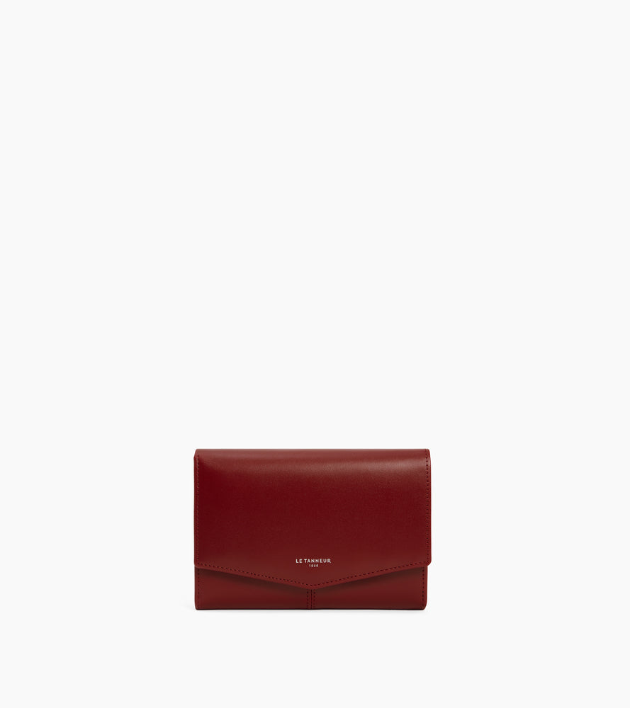 Le Tanneur Charlotte portefeuille cuir lisse Revolution red zippé