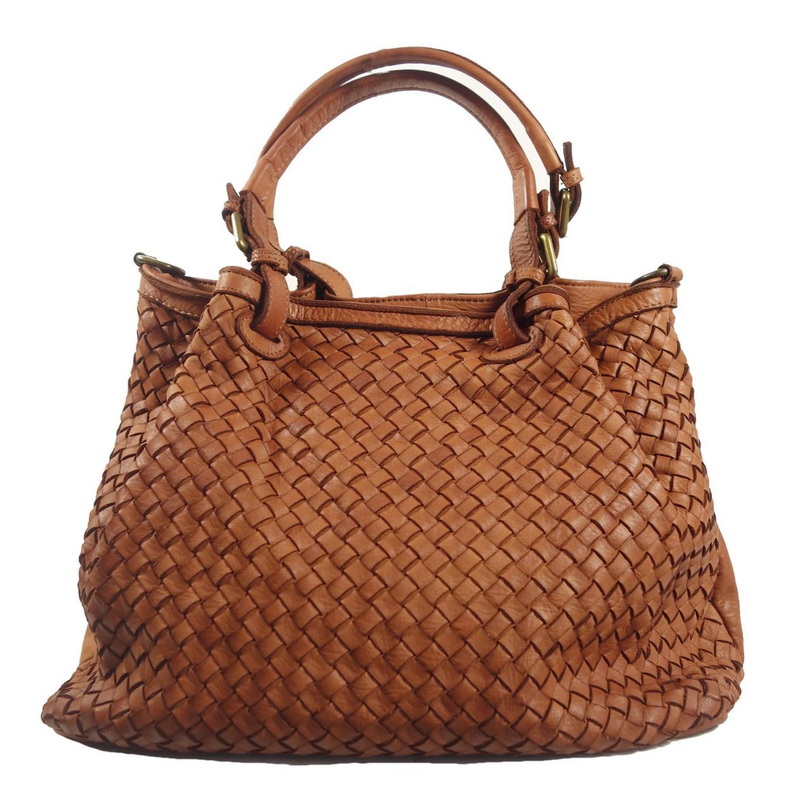 Collection Esprit Cuir Grand sac à main Sveva sac cuir tressé camel