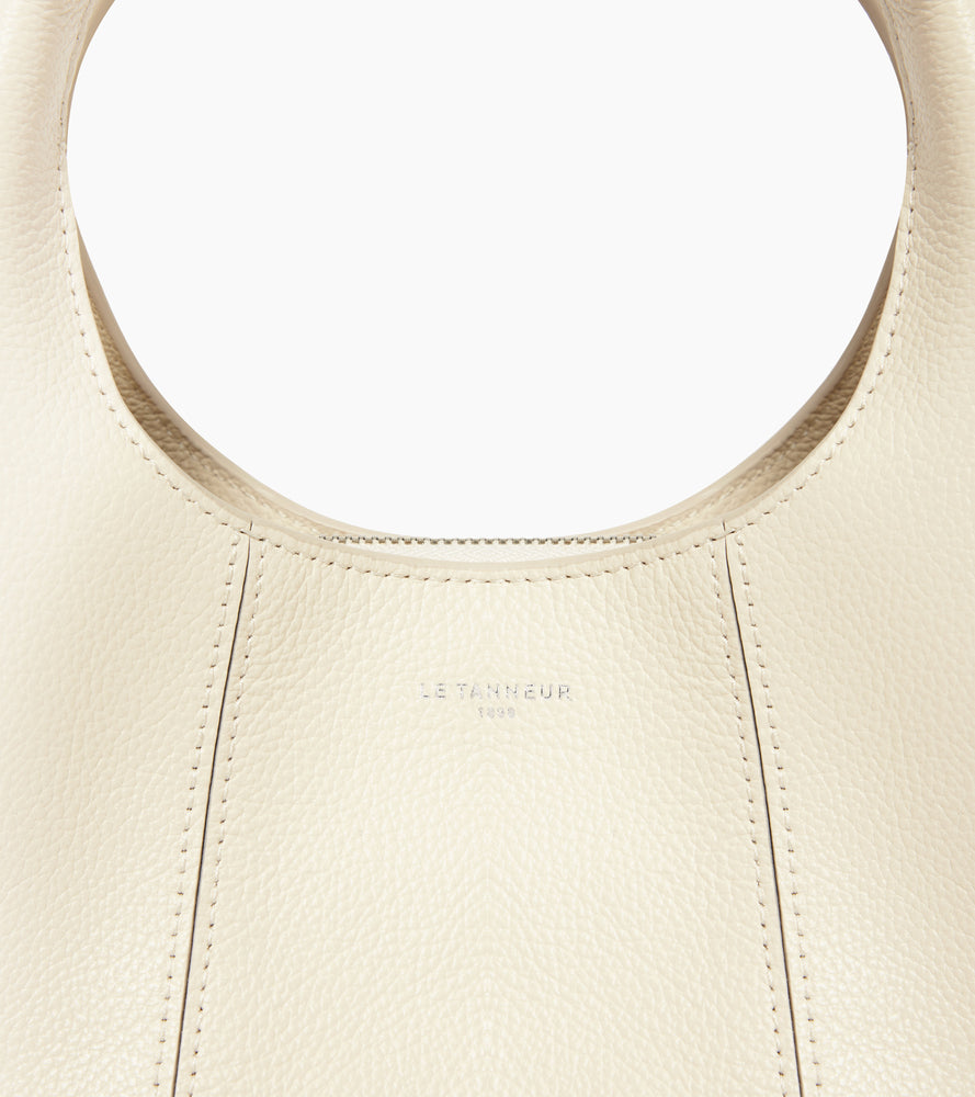 Le Tanneur Juliette petit sac main cuir grainé white flower