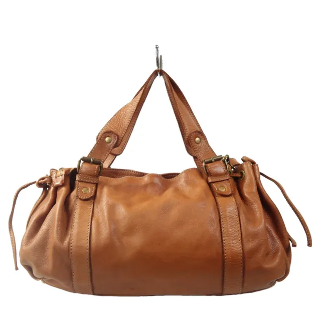 Esprit Cuir Violetta sac épaule cuir camel souple