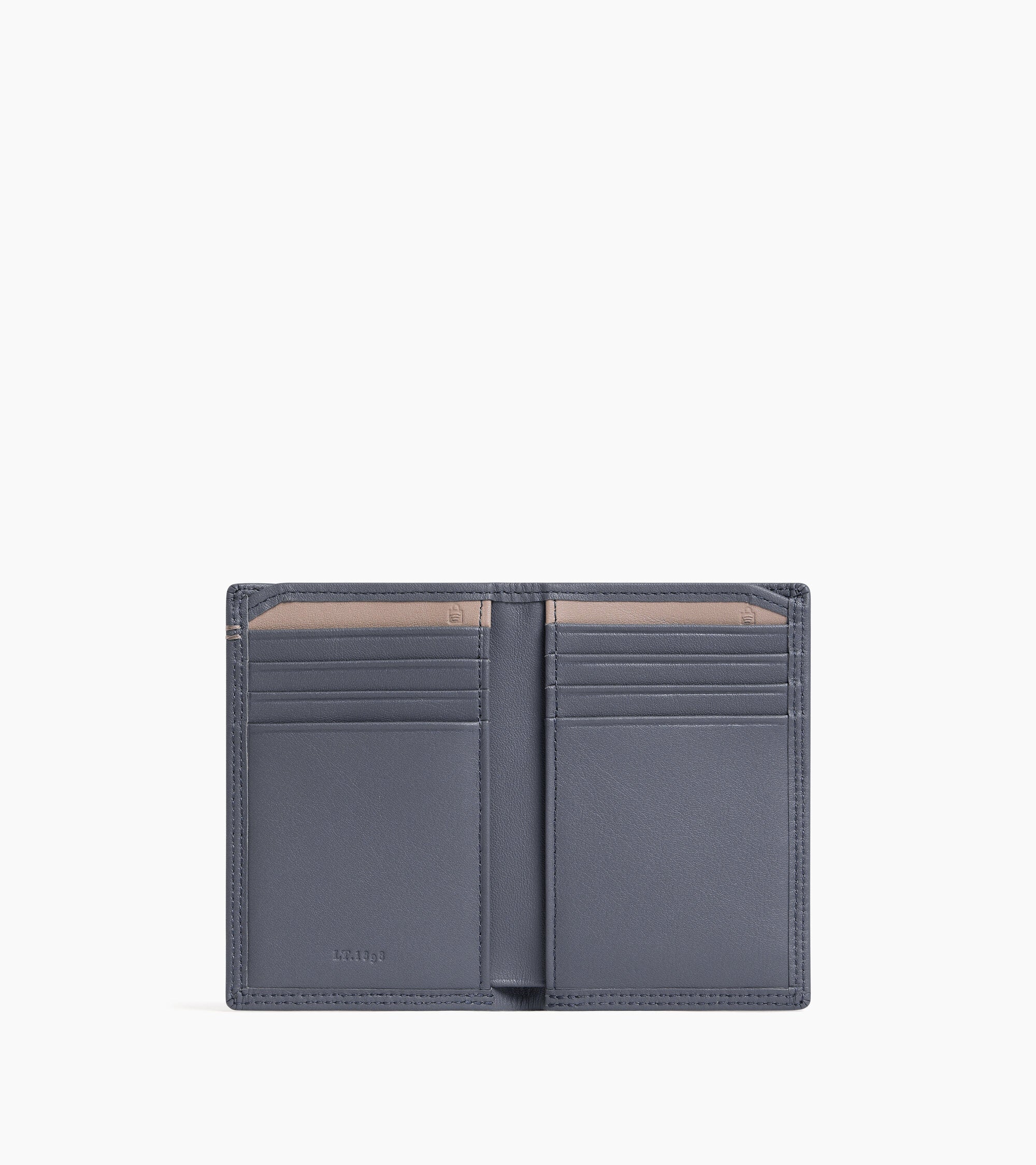 Le Tanneur Martin porte-cartes cuir vertical bleu acier
