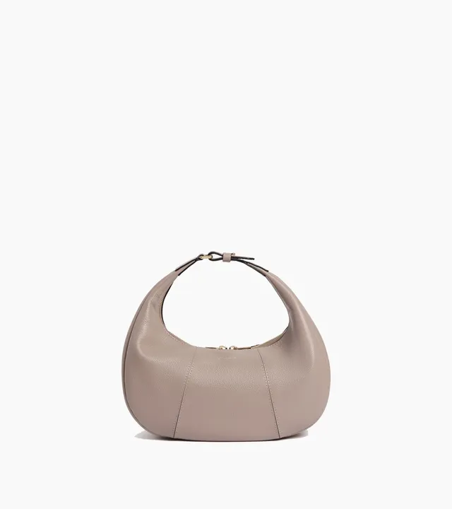 Le Tanneur Juliette petit sac hobo cuir grainé gris