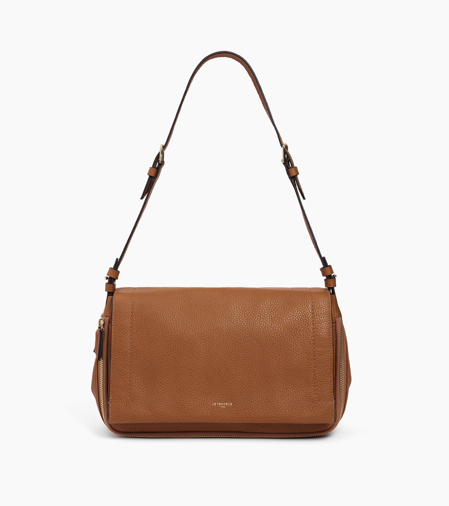 Le Tanneur Aurore sac bandoulière moyen marron cuir grainé