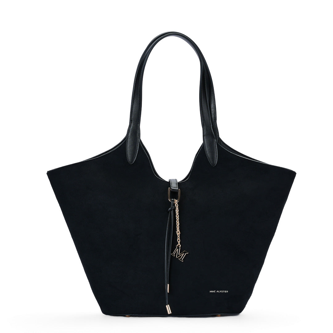 MAC ALYSTER DUNEA sac cabas taupe suédine effet velours