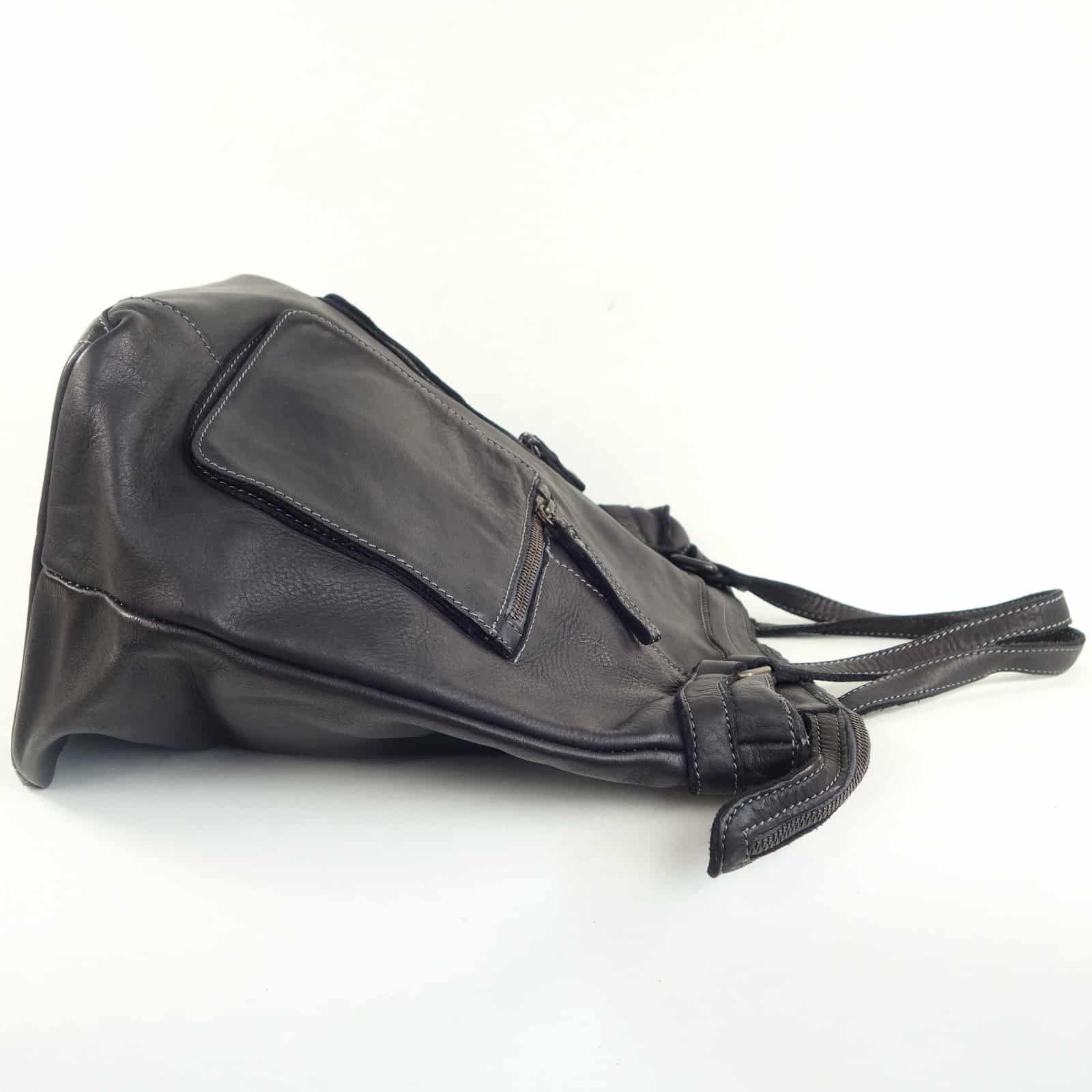 Collection Esprit Cuir WALLY sac cabas cuir noir vintage shopping