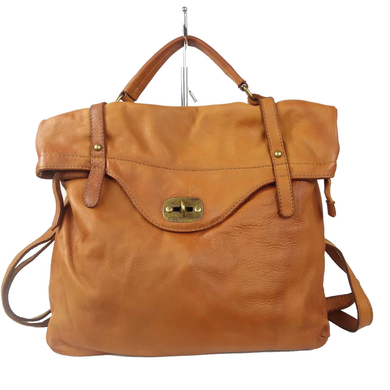 Collection Esprit Cuir Basile Sac à Dos Cuir Camel PC 15 Pouces