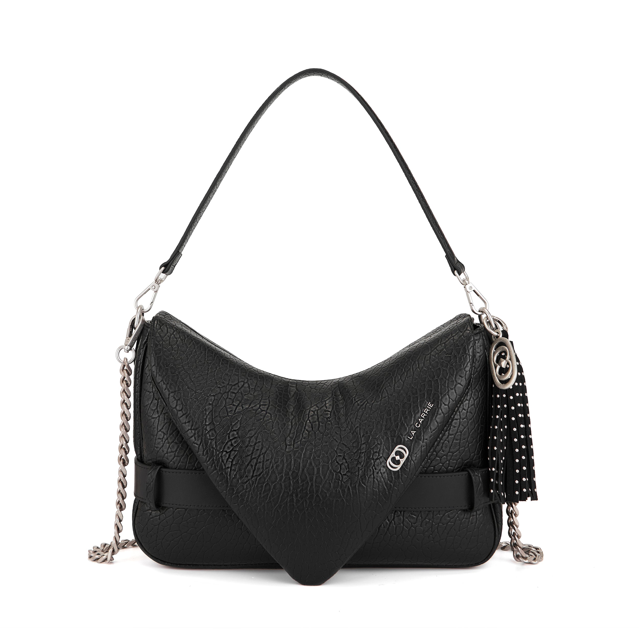 La Carrie Belty sac bandoulière noir chaîne 36 cm