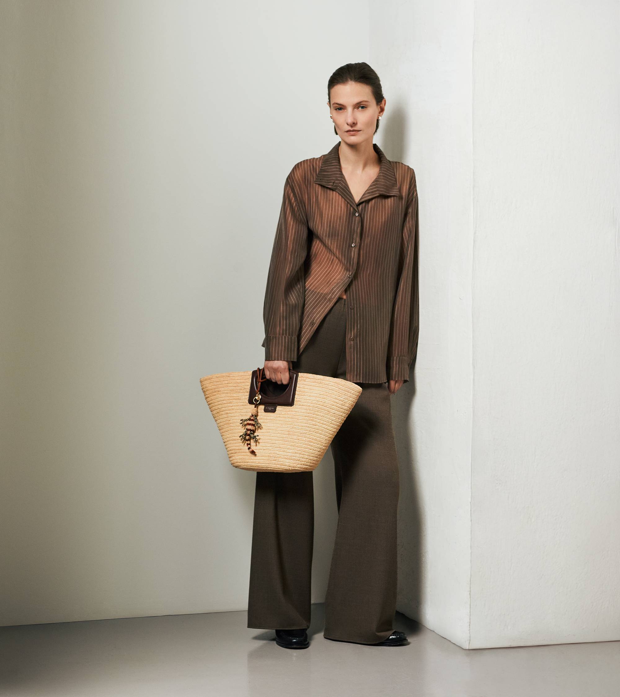 Le Tanneur Grand sac cabas raphia naturel cuir végétal
