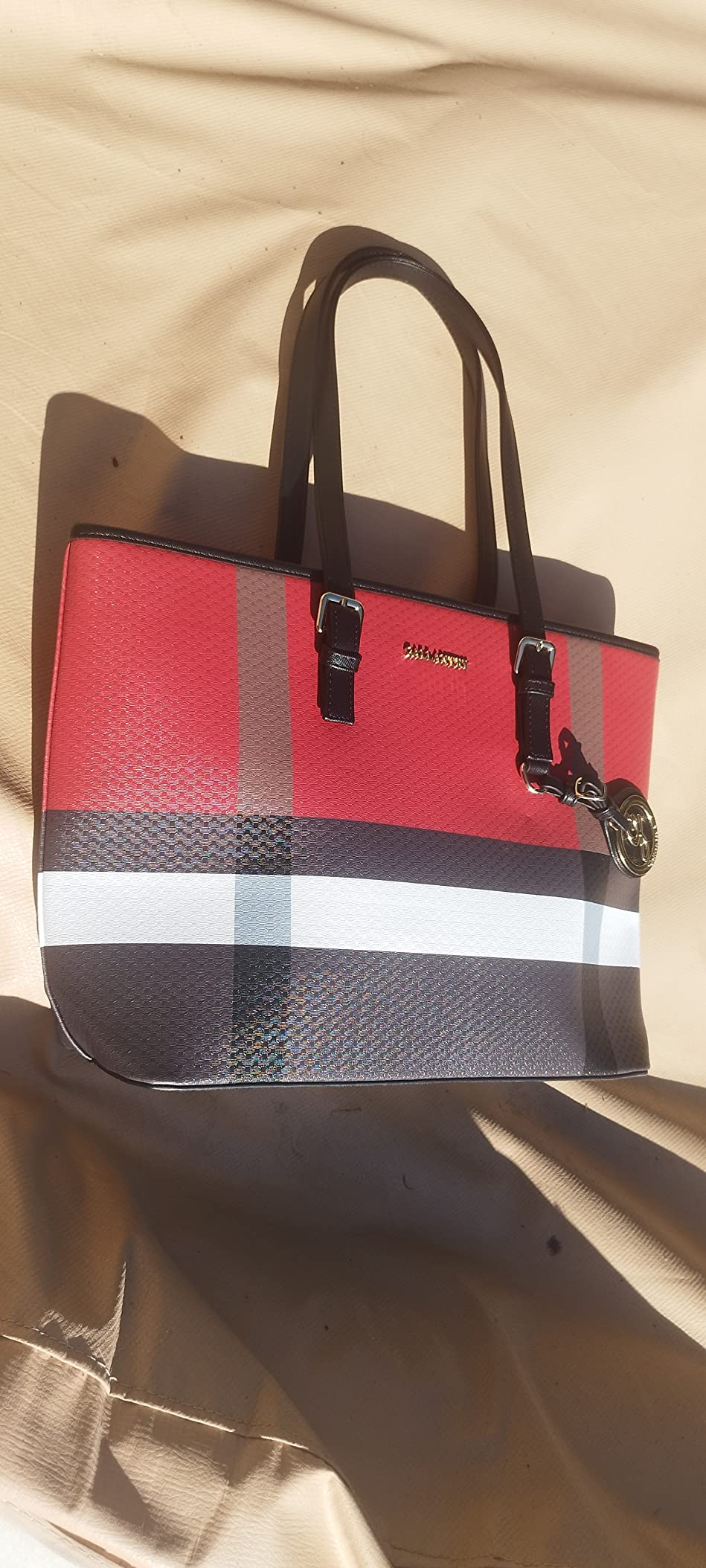 Gallantry Sac Cabas Tote Bag Rouge Noir A4 XL Simili Cuir