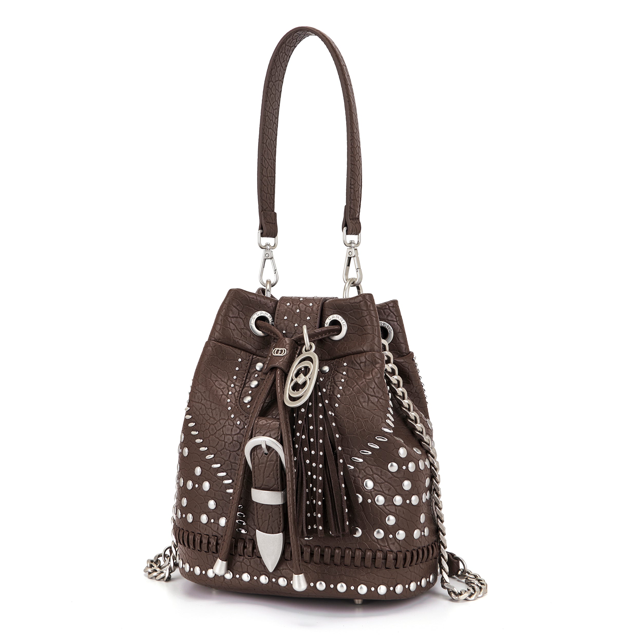 La Carrie Bag Monterrey sac seau marron 26x28cm coco