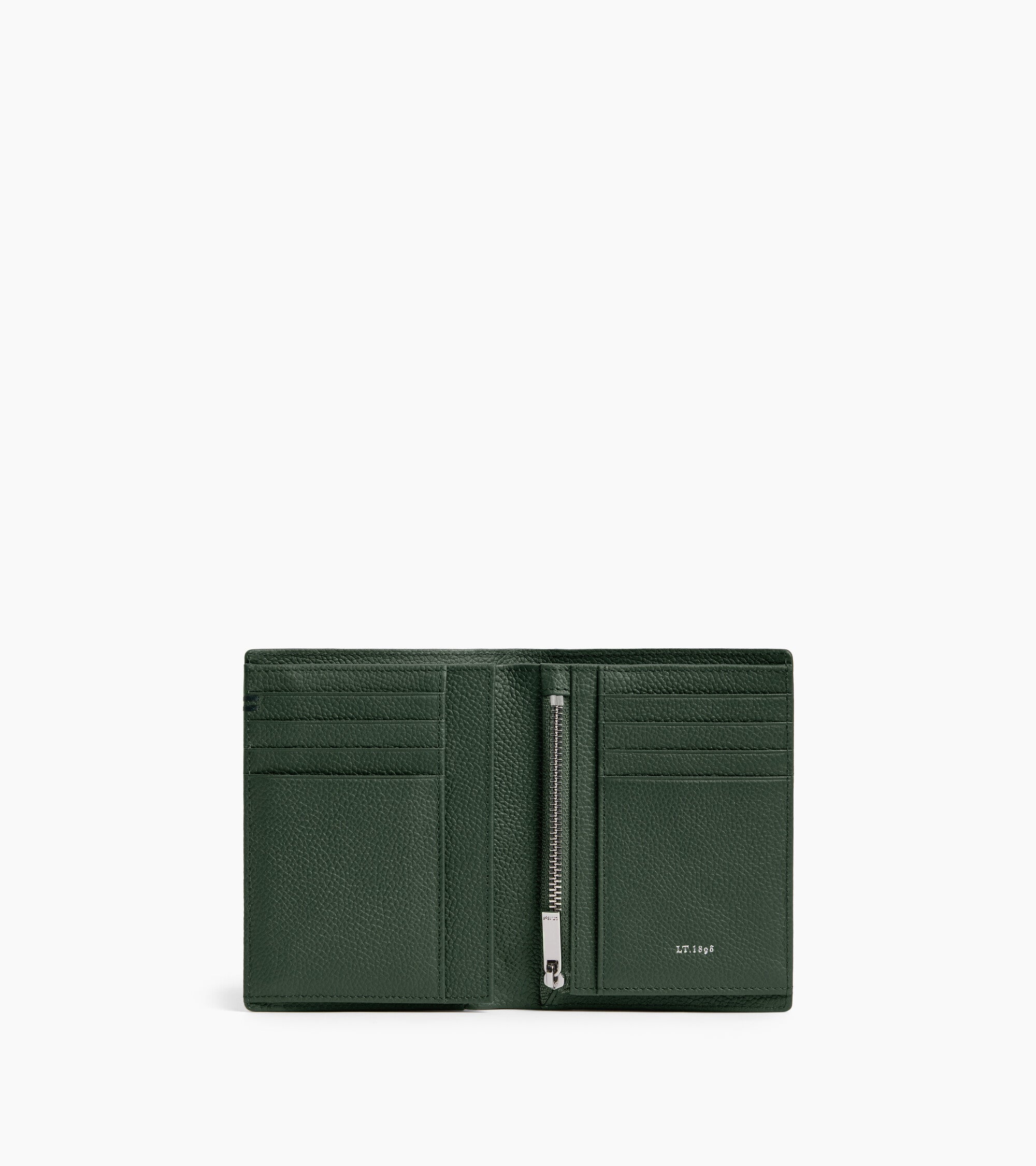 Le Tanneur Lucien portefeuille cuir vert malachite zippé