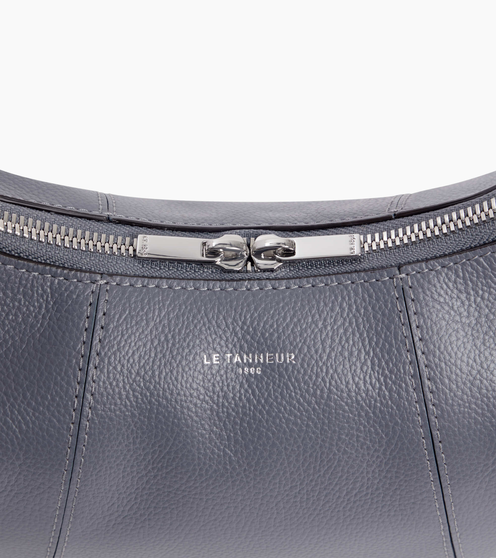 Le Tanneur Juliette sac hobo cuir grainé Steel Blue