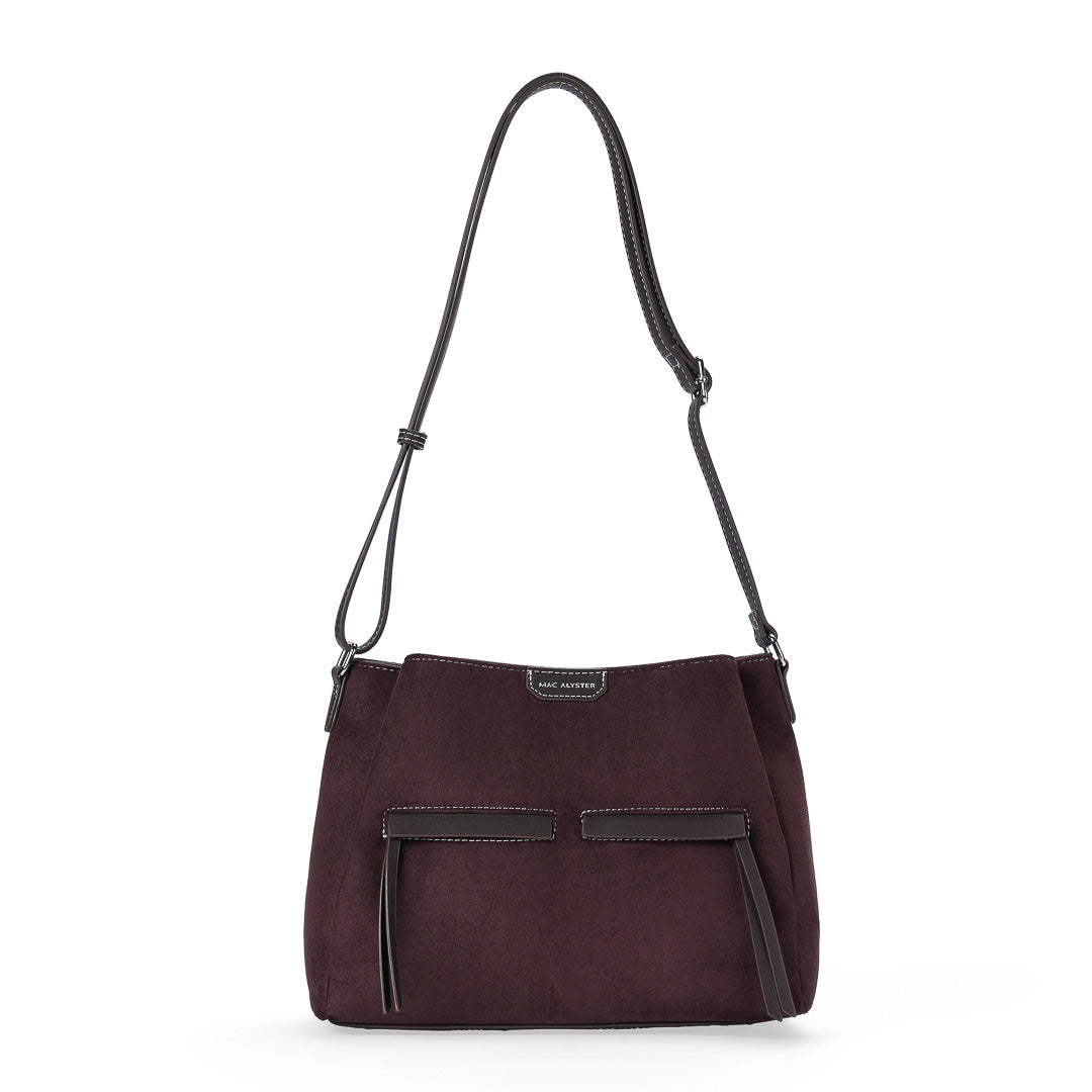 Mac Alyster Fauve sac besace daim chocolat lune