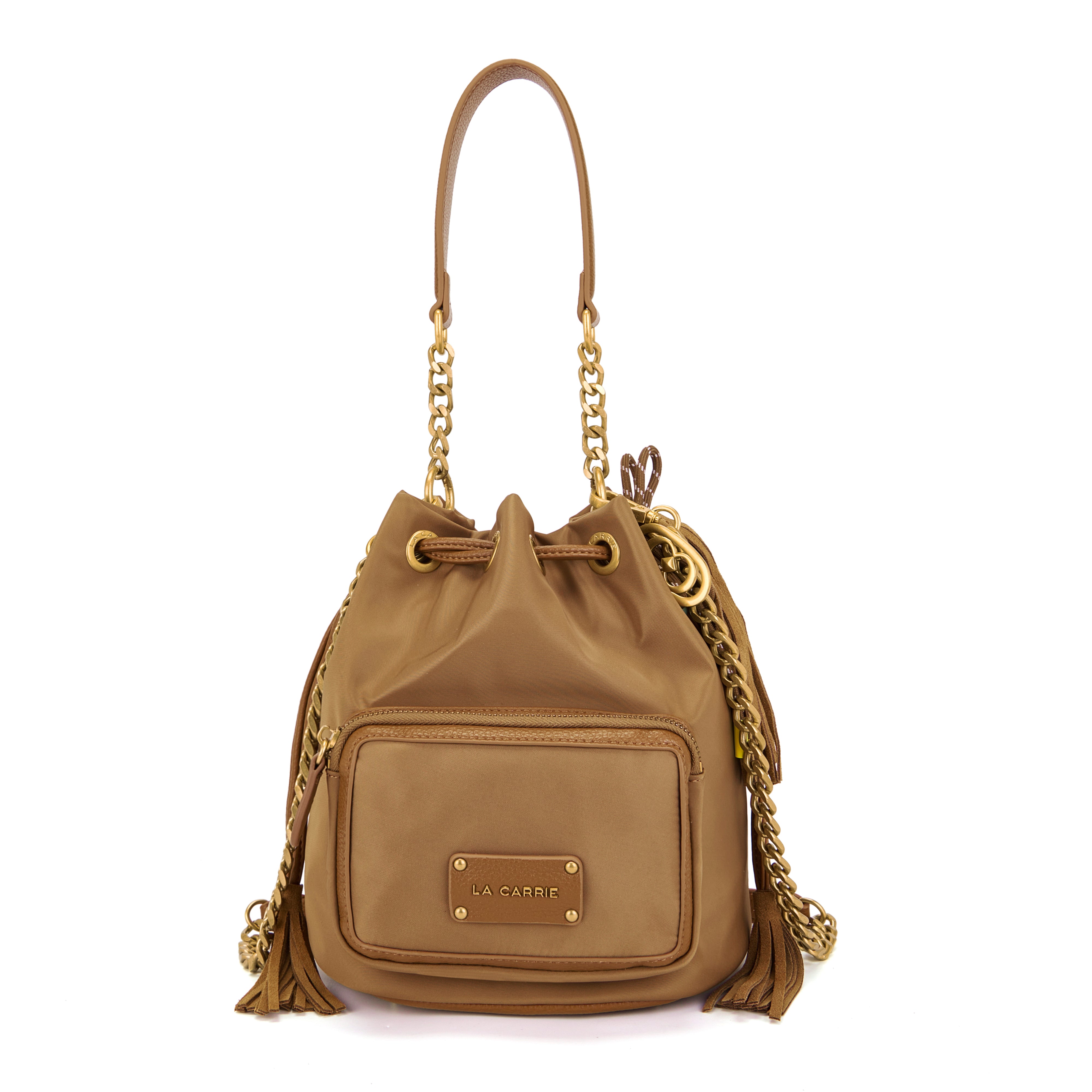 La Carrie Dark Wave sac seau nylon cognac 24x17x26