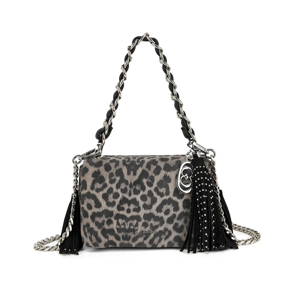 La Carrie Isabel Lio sac épaule gris suède animalier