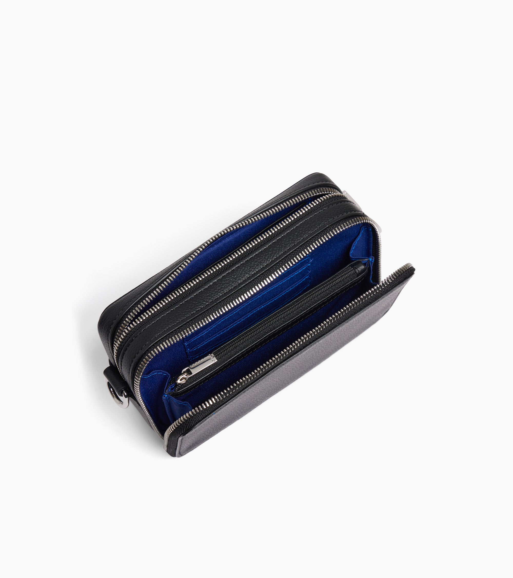 Le Tanneur Emile petite sacoche cuir grainé noir 2 zips