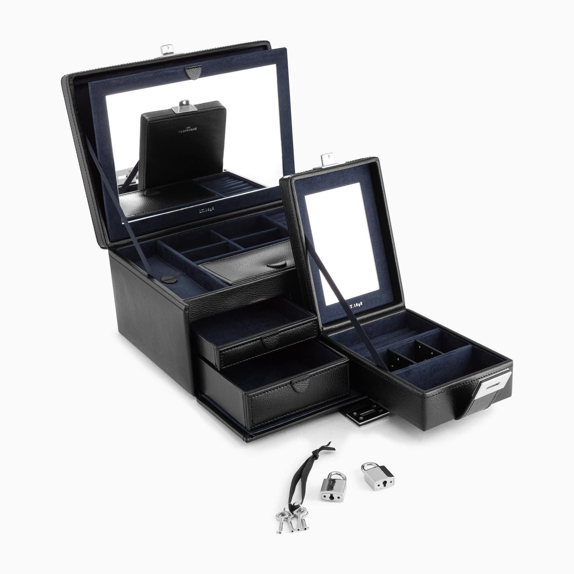 Le Tanneur boîte à bijoux cuir velours miroir grande
