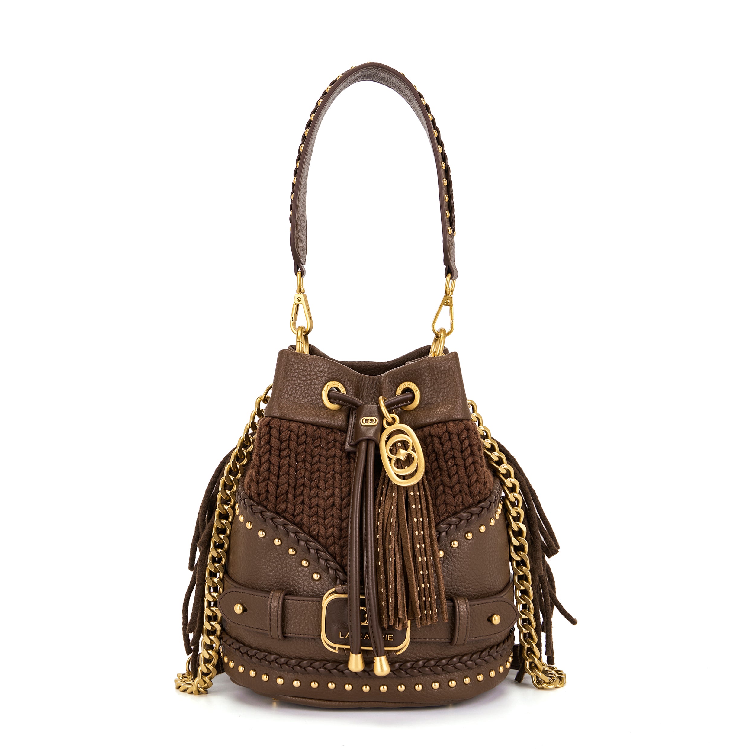 La Carrie Bag Montgomery sac seau marron 26x19x28cm