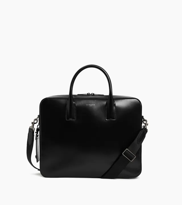 Le Tanneur Emile porte-documents cuir lisse Black 14 pouces