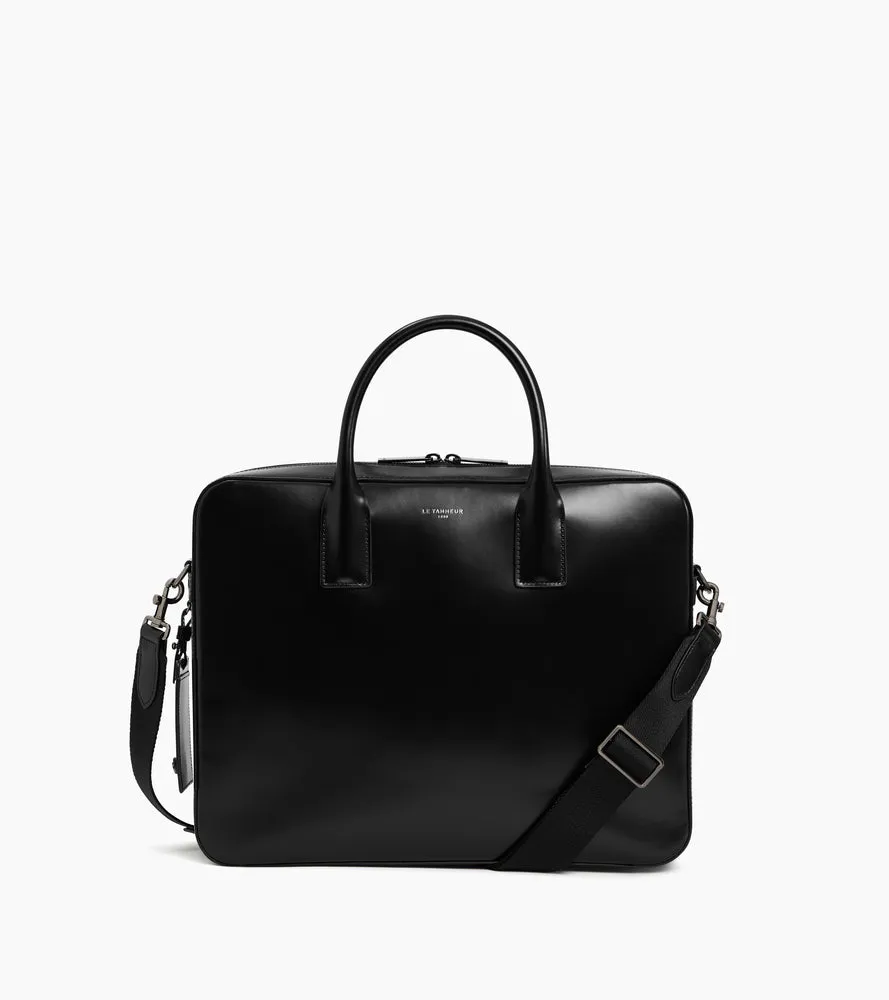 Le Tanneur Emile porte-documents cuir lisse Black 14 pouces