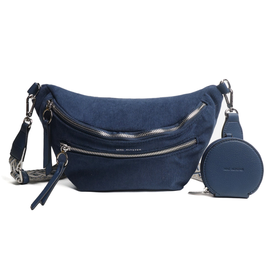 Mac Alyster Velours sac banane double poche bleu
