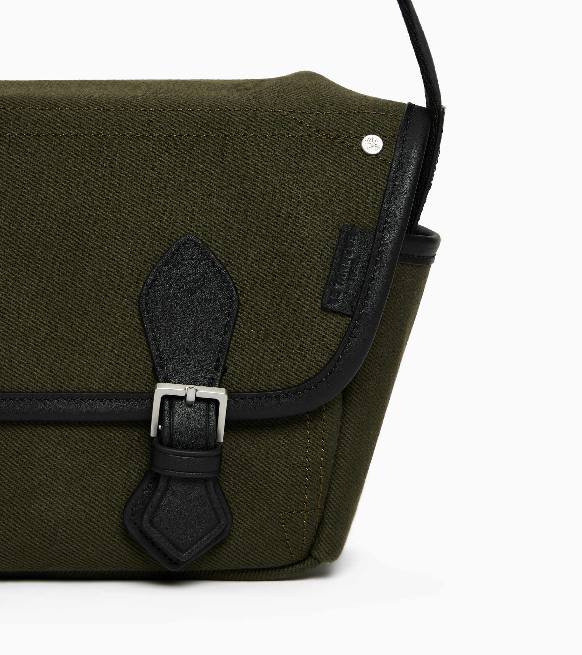 Le Tanneur Solveig petit sac bandoulière toile cuir Khaki