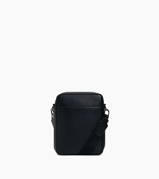 Le Tanneur Marceau petite sacoche zippée sac bandoulière noir cuir grainé