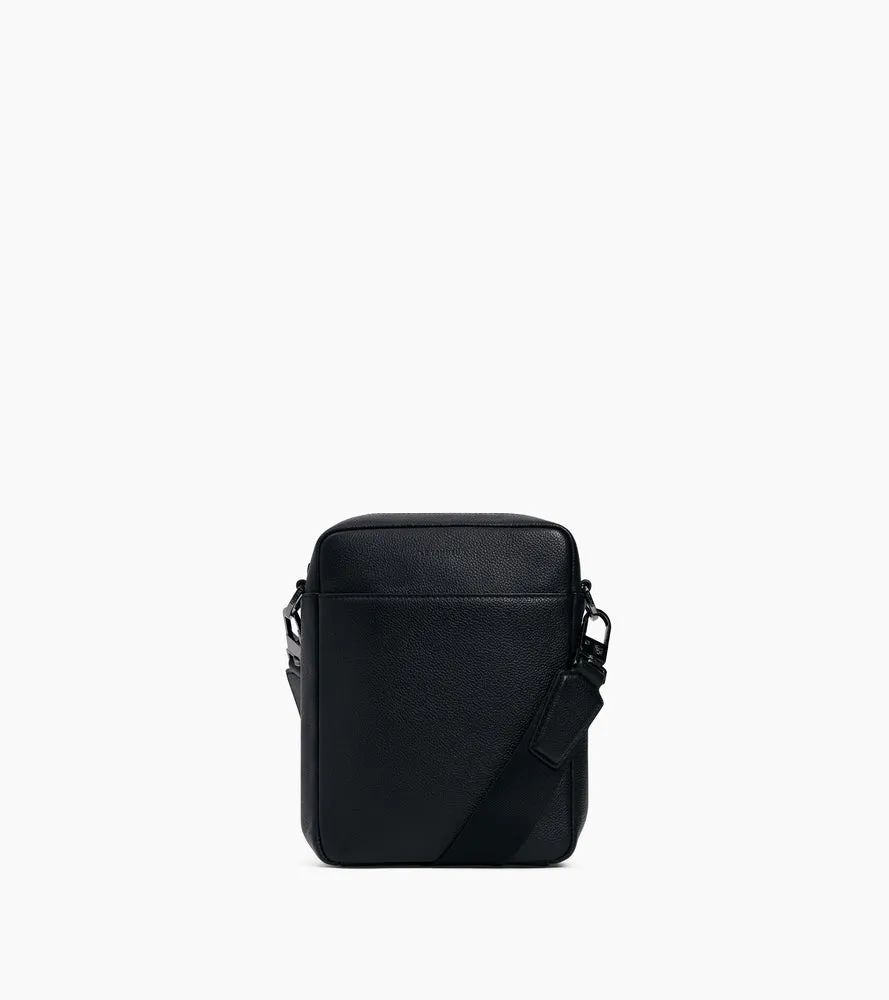 Le Tanneur Marceau petite sacoche zippée sac bandoulière noir cuir grainé