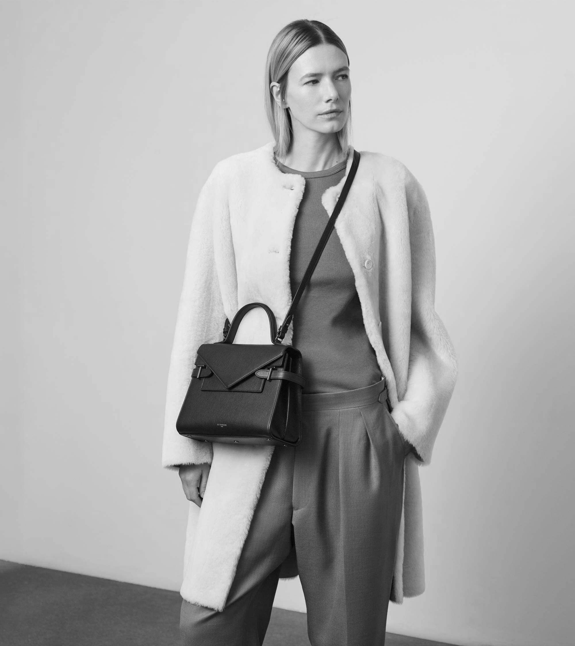 Le Tanneur Emilie sac à main double rabat bleu acier