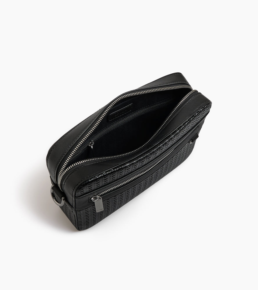 Le Tanneur Emile petite sacoche cuir noir embossé