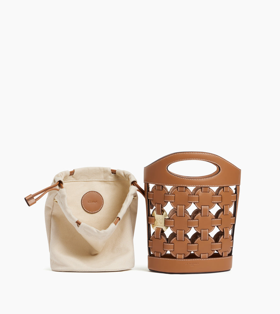 Le Tanneur Le Potier petit sac seau tan toile coton cuir