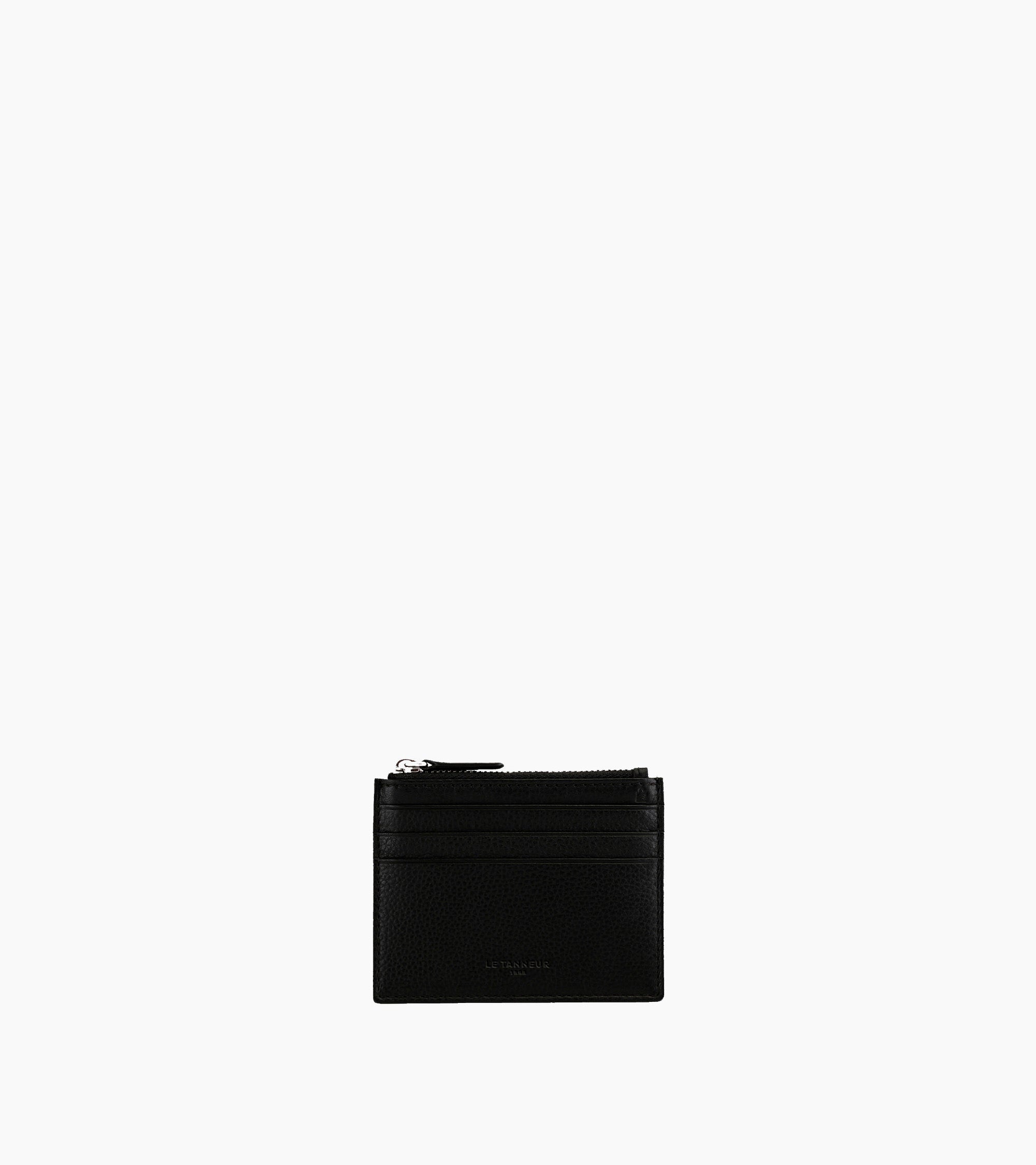 Le Tanneur Charles porte-cartes zippé cuir grainé noir