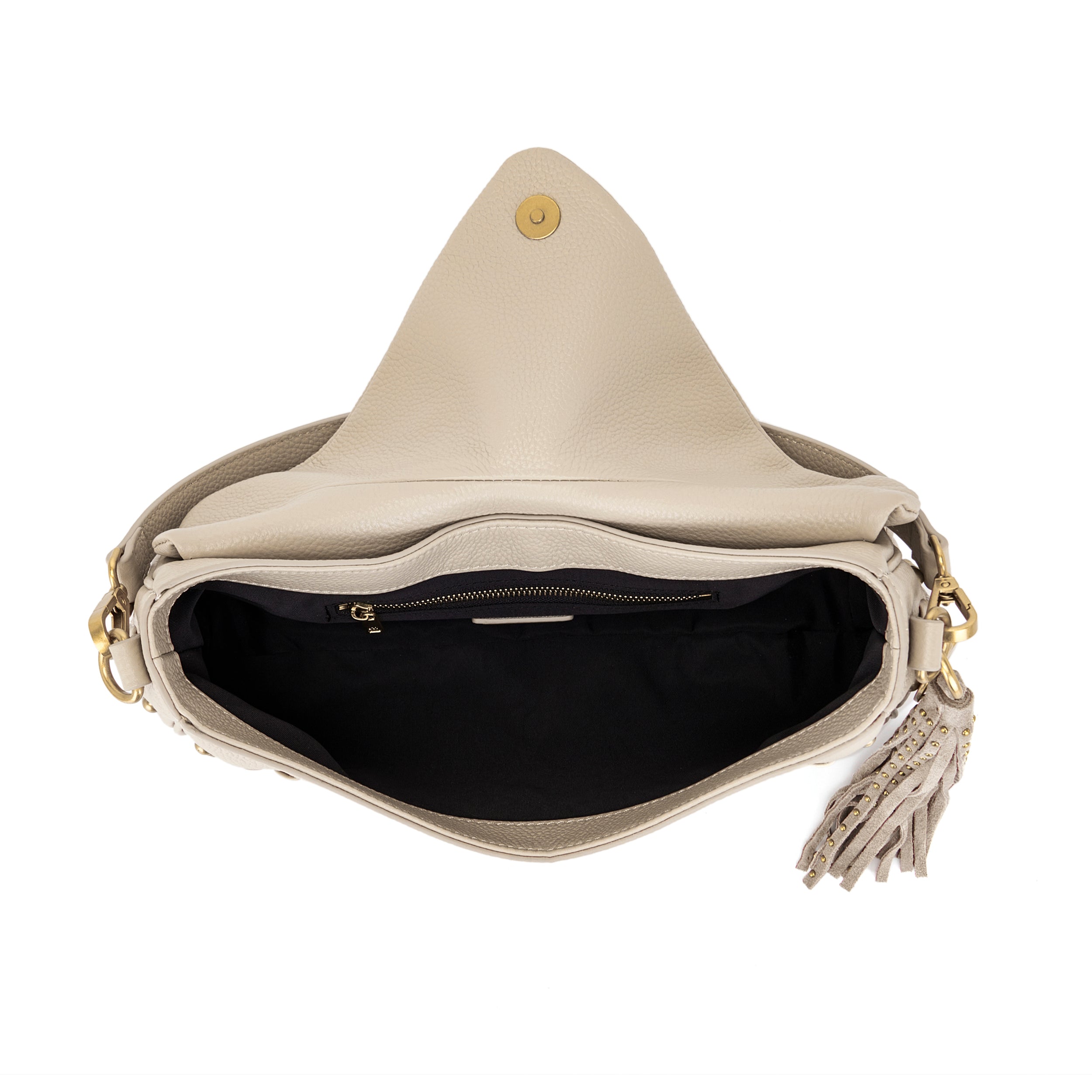 La Carrie Eclipse sac bandoulière cuir ivoire 30x9x17