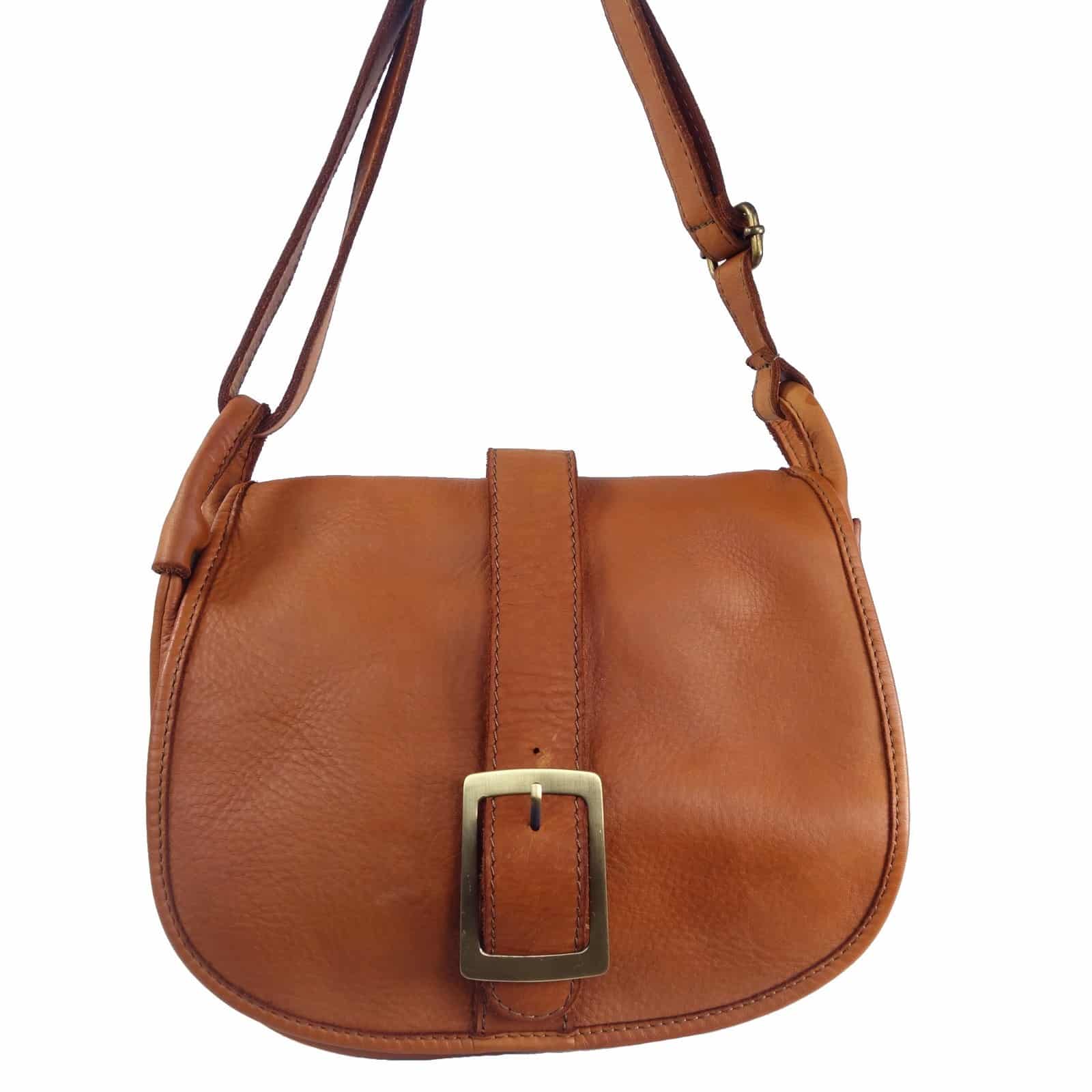Collection Esprit Cuir Giulia besace cuir miel vintage femme