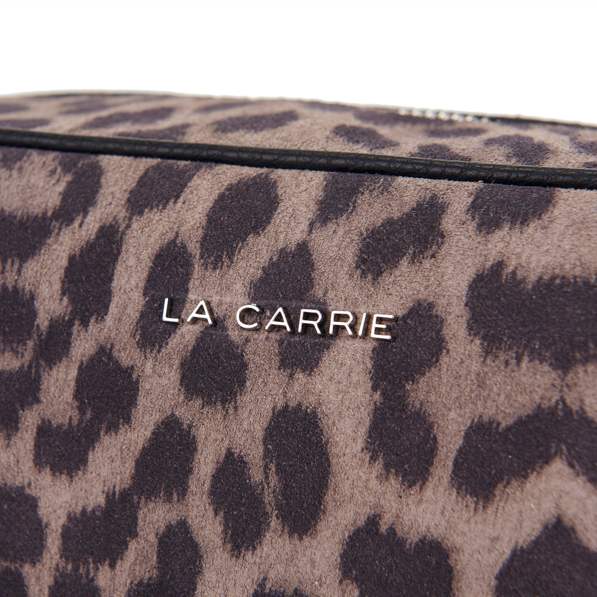 La Carrie Lio sac bandoulière suède gris animalier