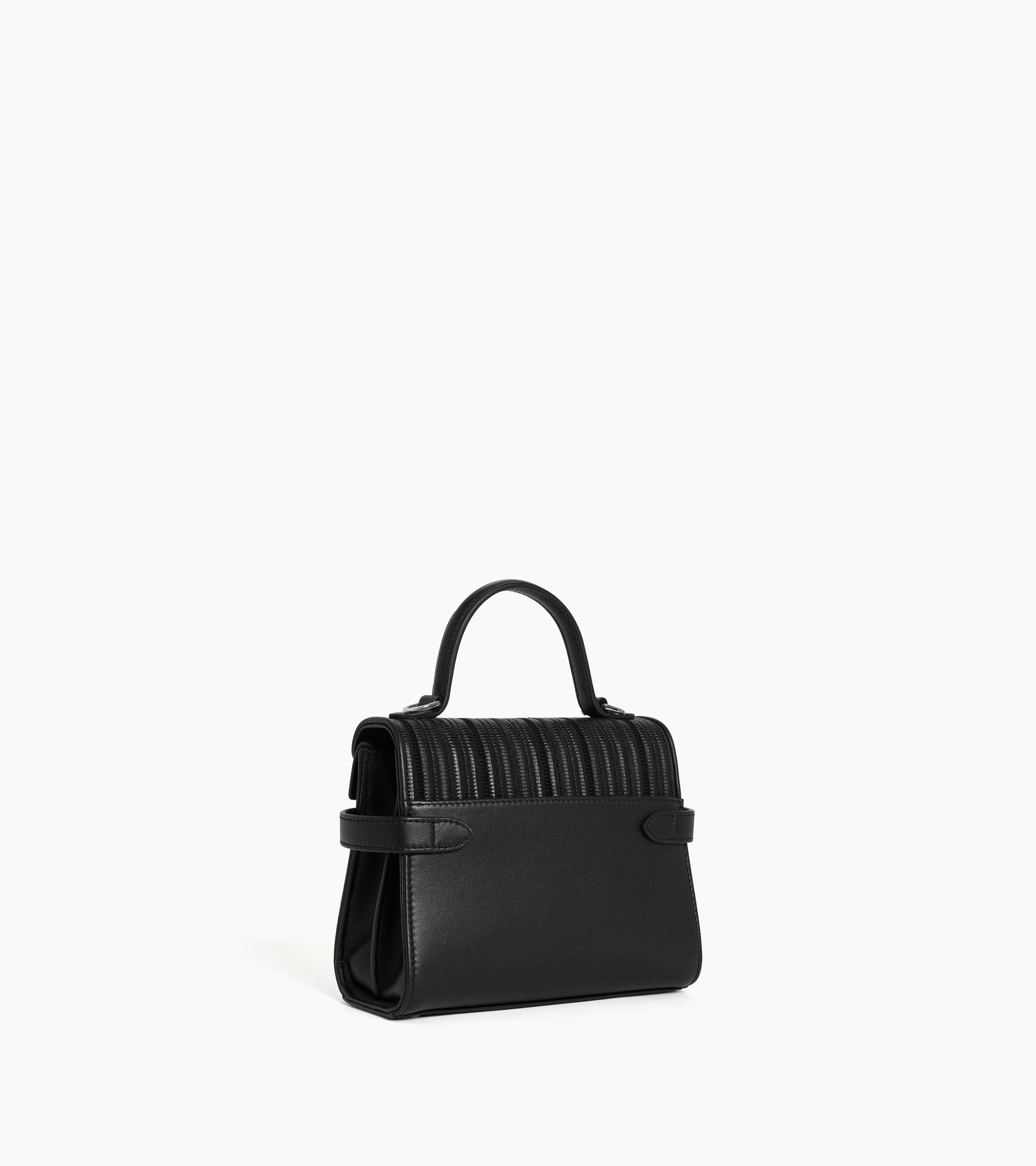 Le Tanneur Emilie petit sac cuir tressé noir double rabat