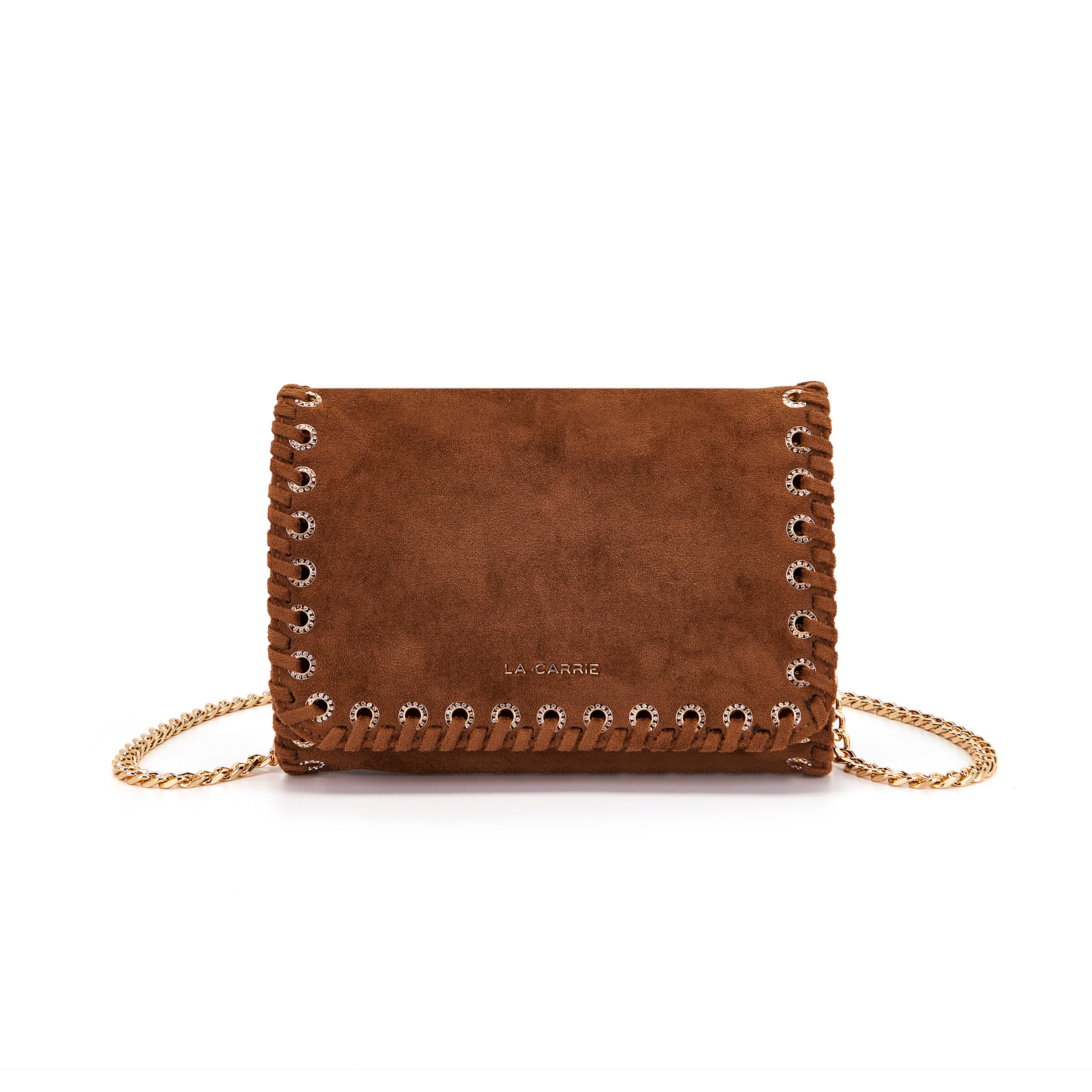 La Carrie Capsule sac bandoulière marron suède tressé