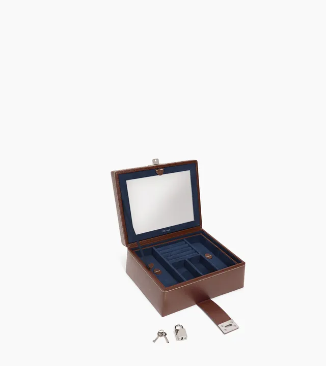 Le Tanneur Leather Goods boîte à bijoux cuir moyen modèle miroir