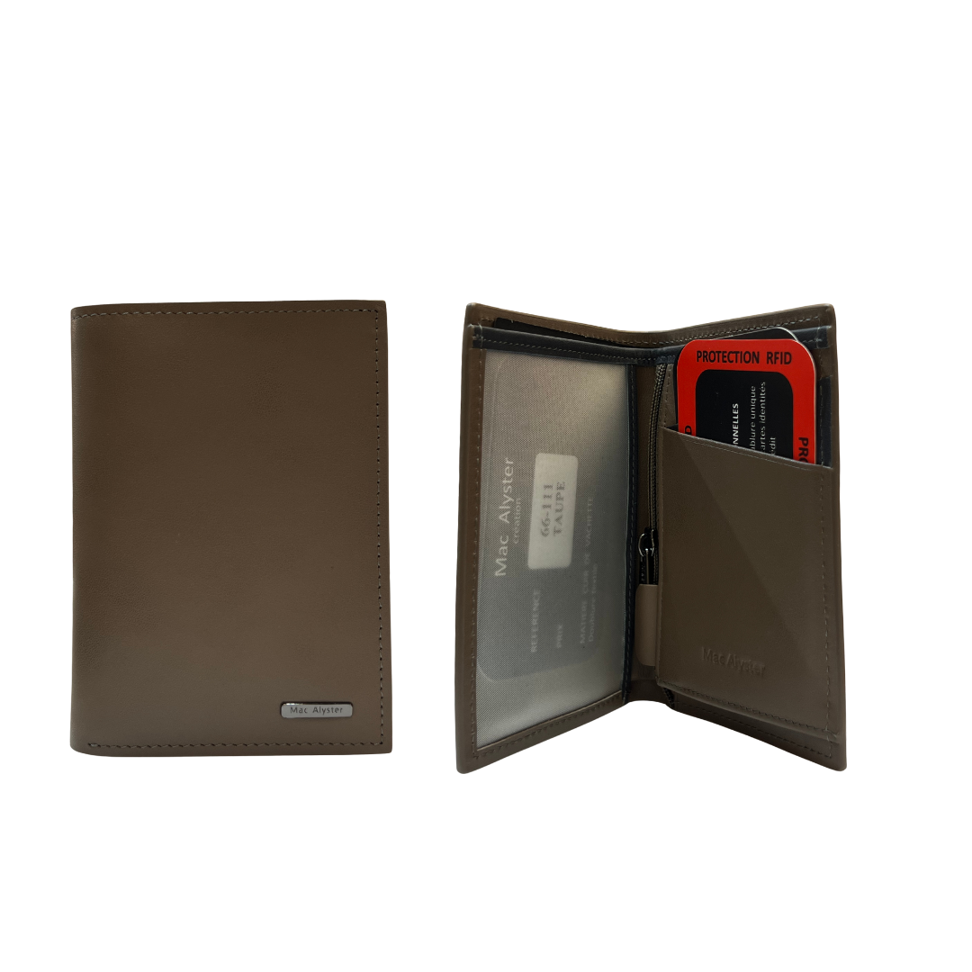MAC ALYSTER Heritage petit portefeuille cuir taupe RFID