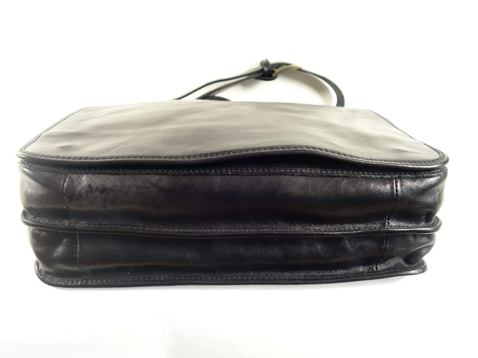 Collection Esprit Cuir Firenze sac bandoulière cuir noir A4 15 pouces