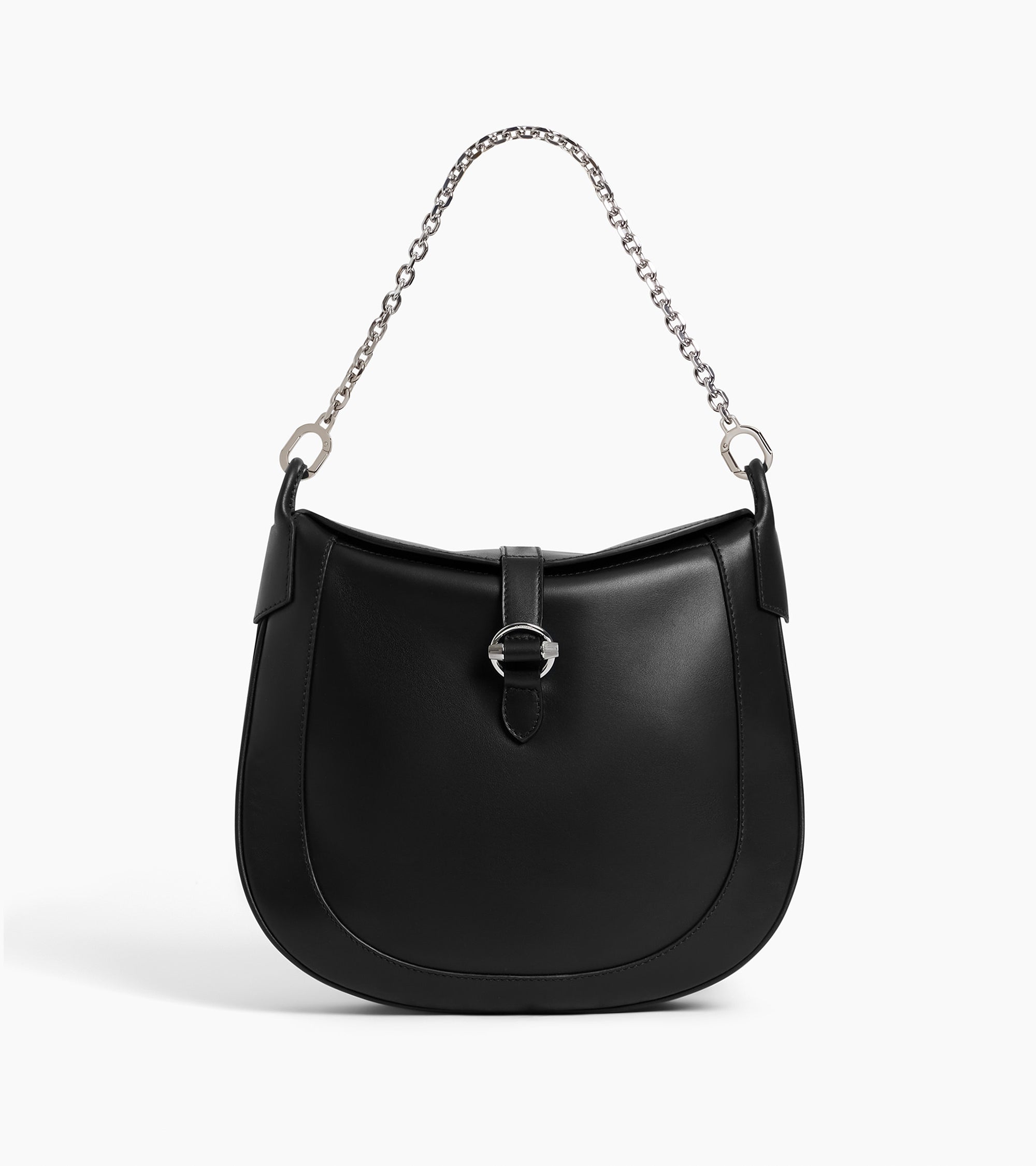 Le Tanneur Pia grand sac bandoulière cuir lisse Noir