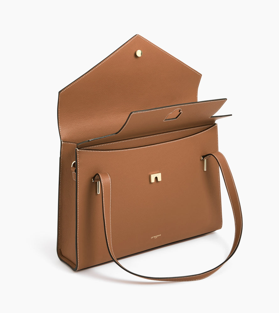 Le Tanneur Emilie porte-documents cuir grainé Brown Tan 13"