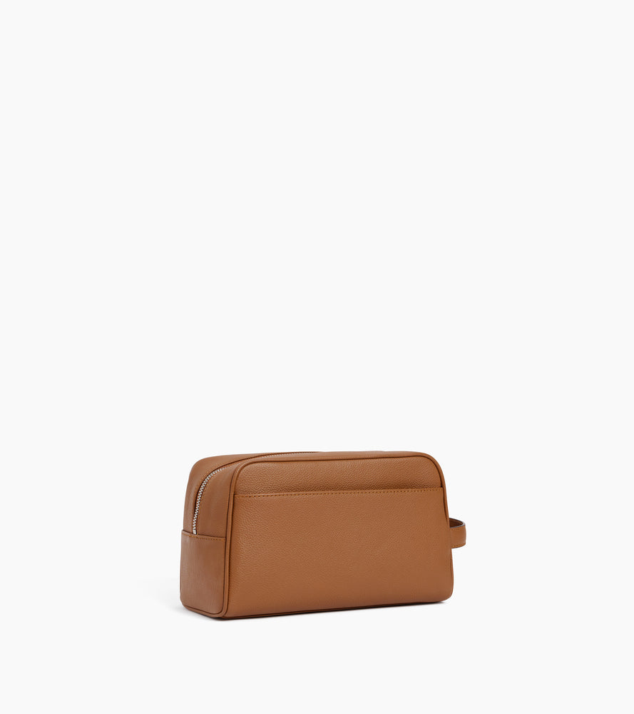 Le Tanneur trousse toilette cuir grainé marron zippée