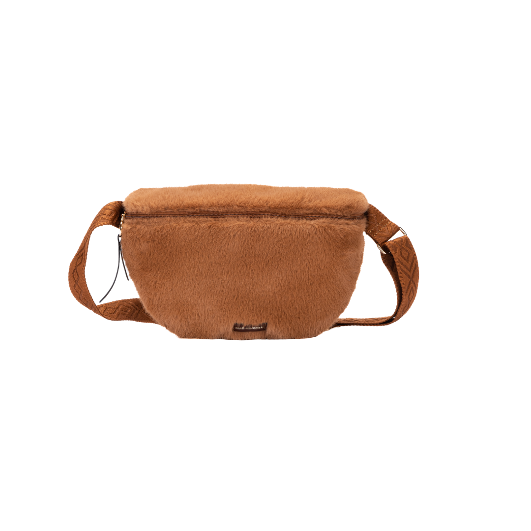 MAC ALYSTER Fourrure petit sac banane noir effet fourrure