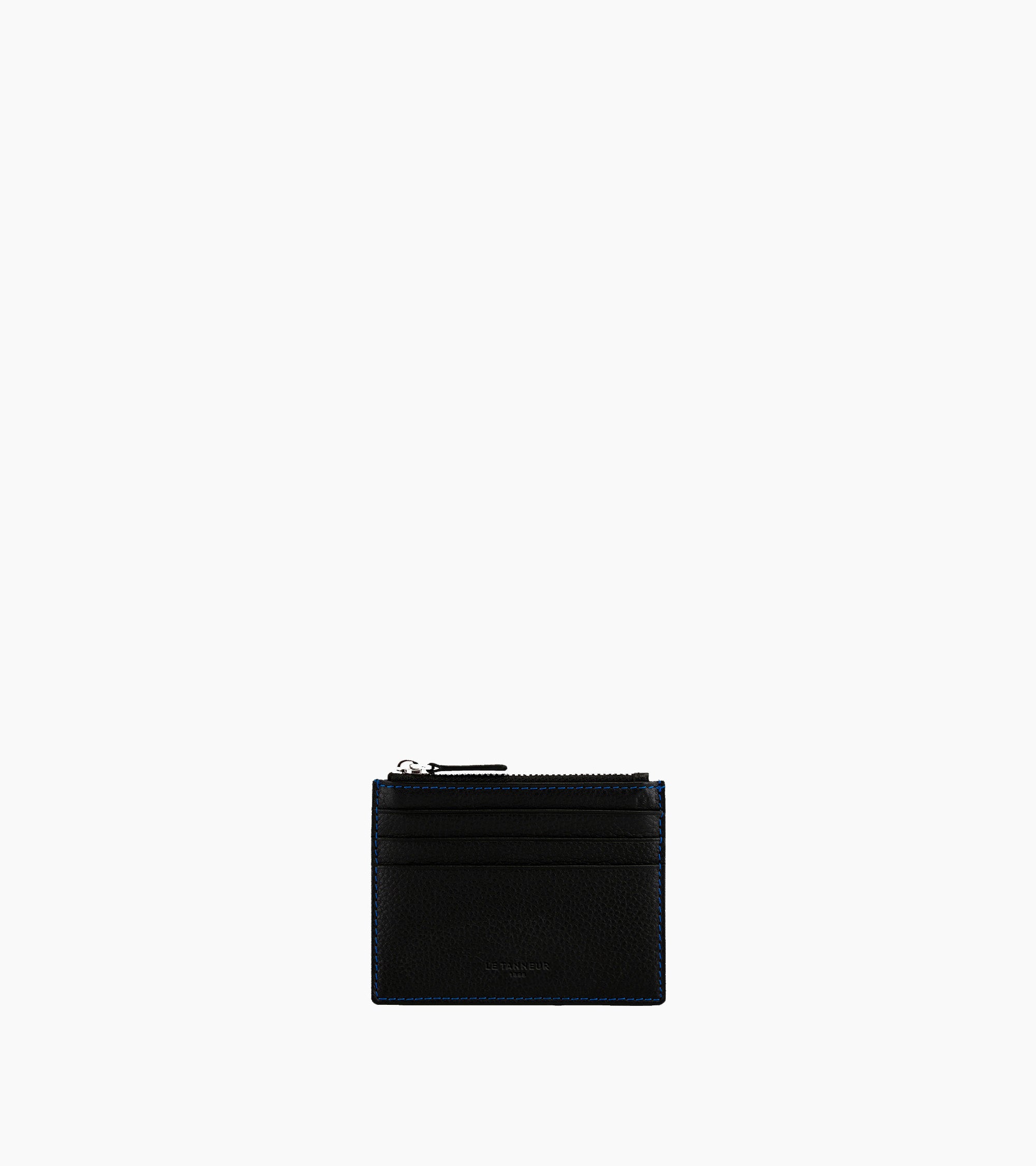 Le Tanneur Charles porte-cartes cuir grainé noir zippé