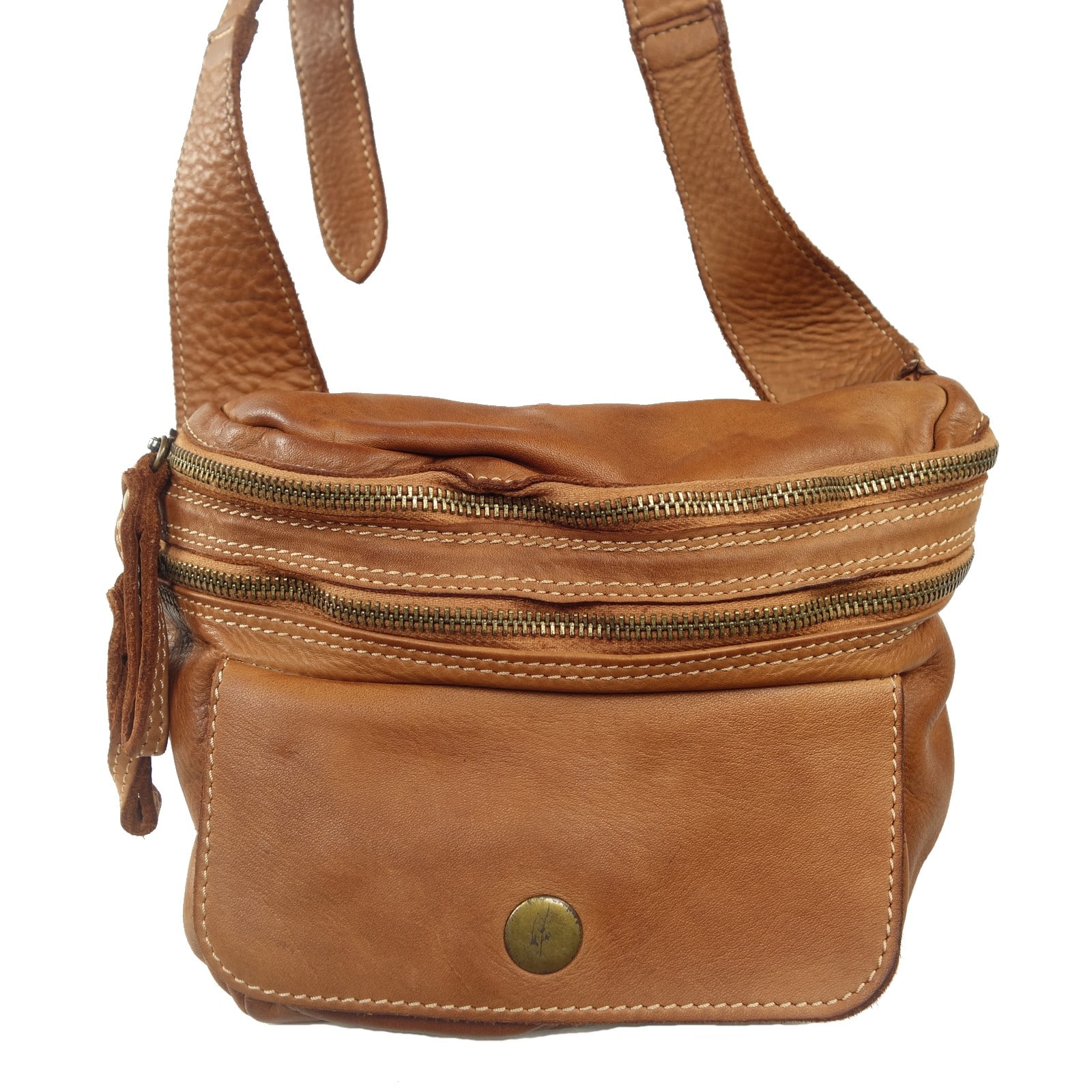 Collection Esprit Cuir JIMY petite sacoche cuir naturel vintage
