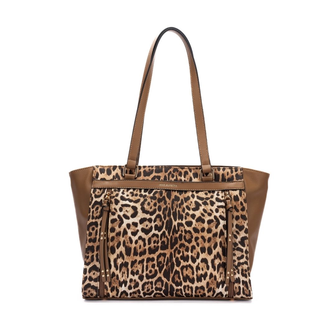MAC ALYSTER Leopard sac cabas Noir imprimé léopard épaule