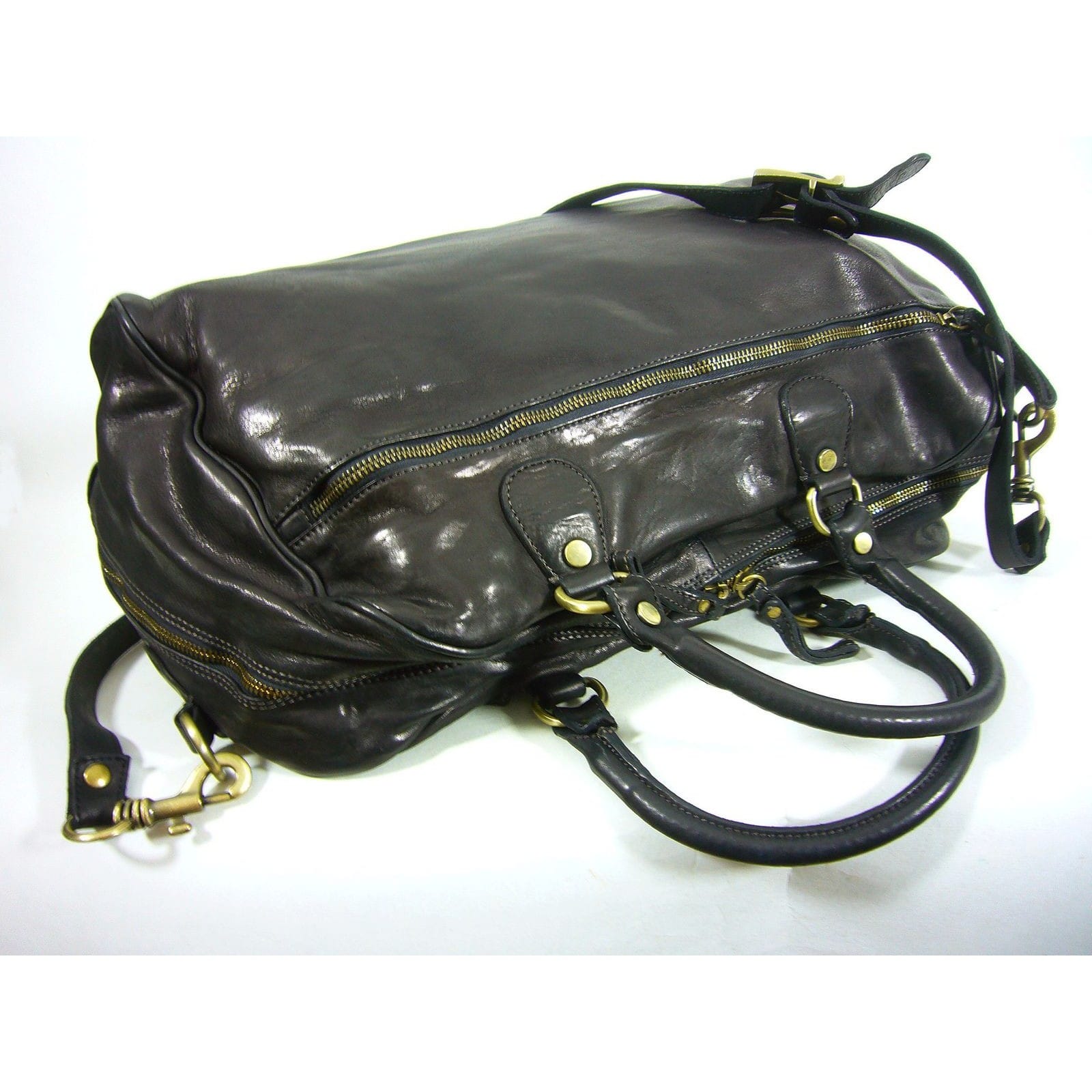 Collection Esprit Cuir FABIO sac 24h cuir noir polochon