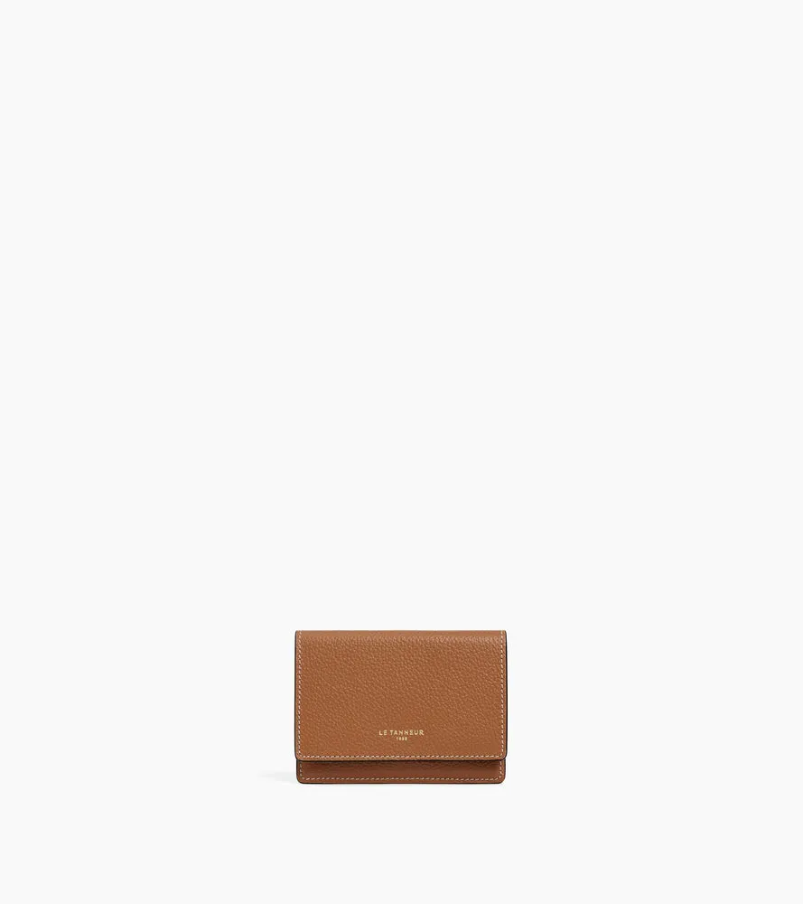 Le Tanneur Emilie porte-cartes rabat cuir grainé Brown Tan
